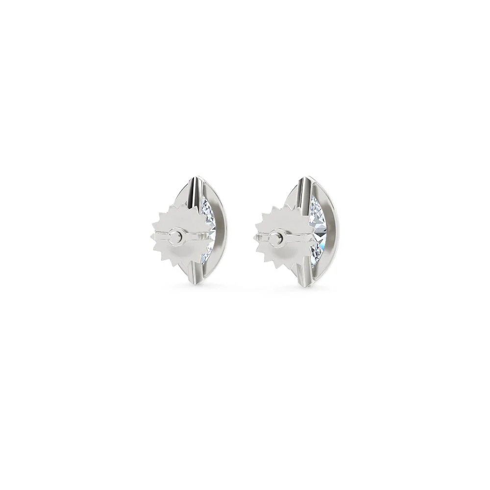 Bezel Set 1.00ct Marquise Cut Lab Diamond Stud Earrings in Platinum - Image 46