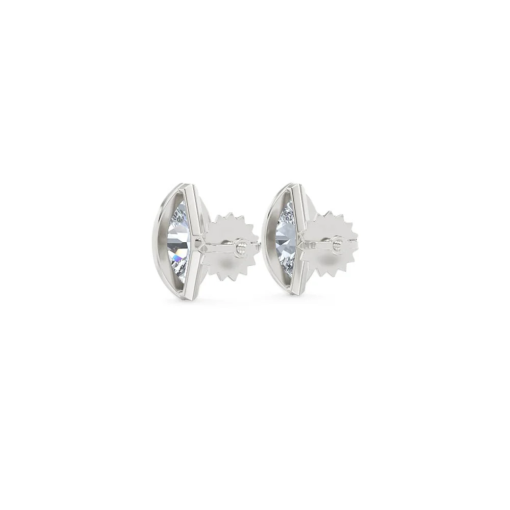 Bezel Set 1.00ct Marquise Cut Lab Diamond Stud Earrings in Platinum - Image 54