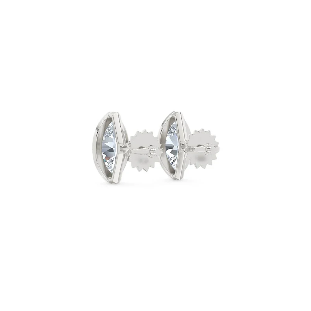 Bezel Set 1.00ct Marquise Cut Lab Diamond Stud Earrings in Platinum - Image 55