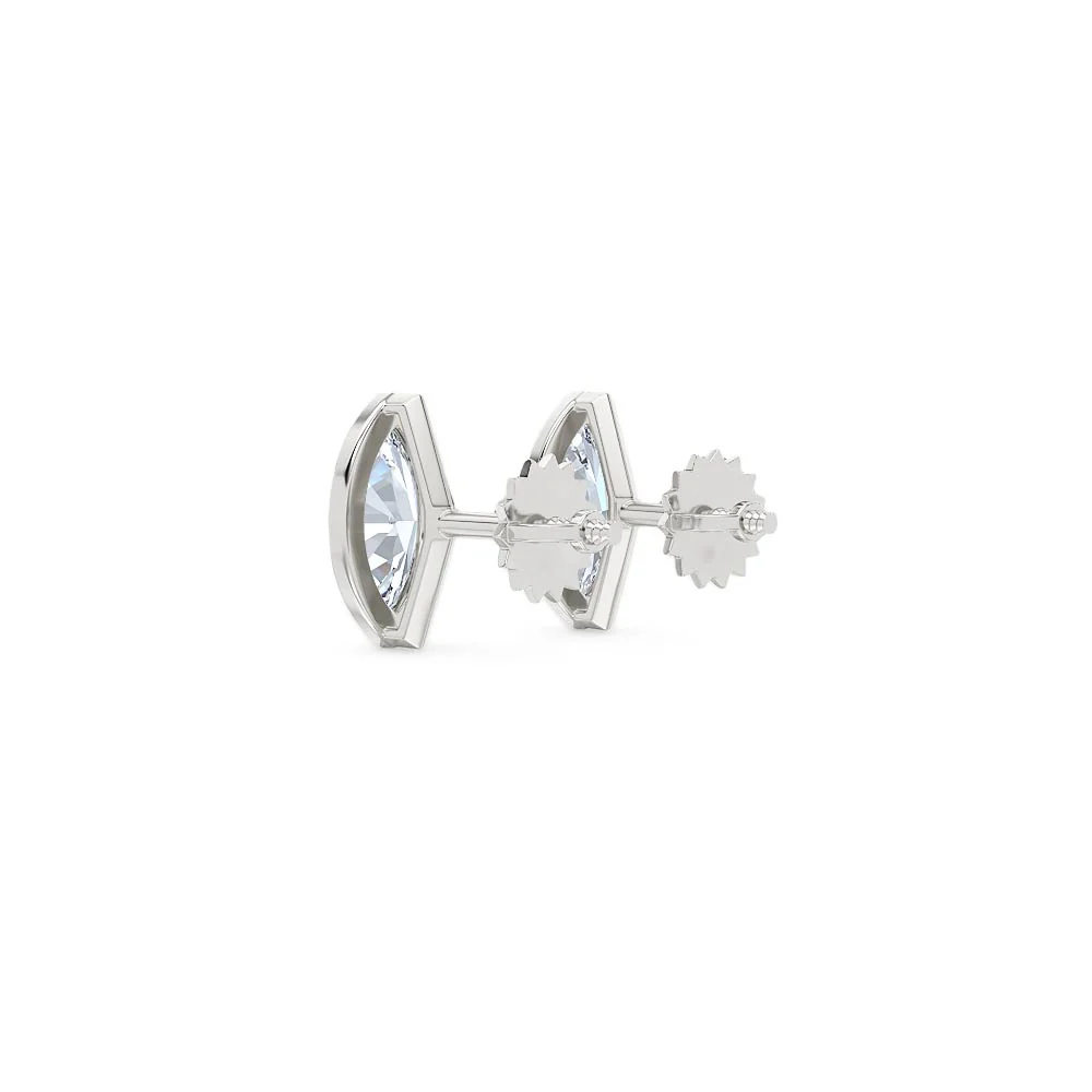 Bezel Set 1.00ct Marquise Cut Lab Diamond Stud Earrings in Platinum - Image 58