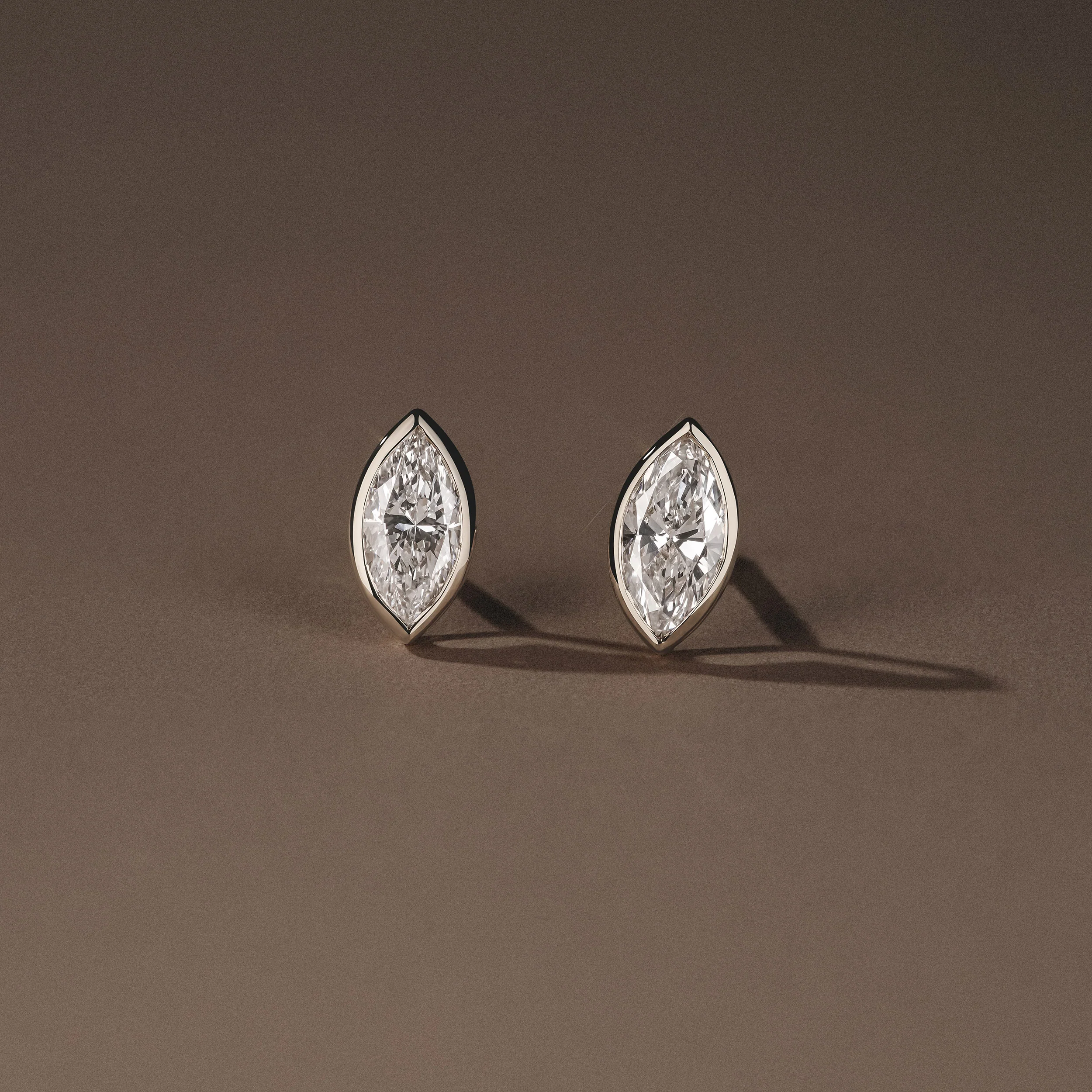 Bezel Set 1.00ct Marquise Cut Lab Diamond Stud Earrings in Platinum - Image 6