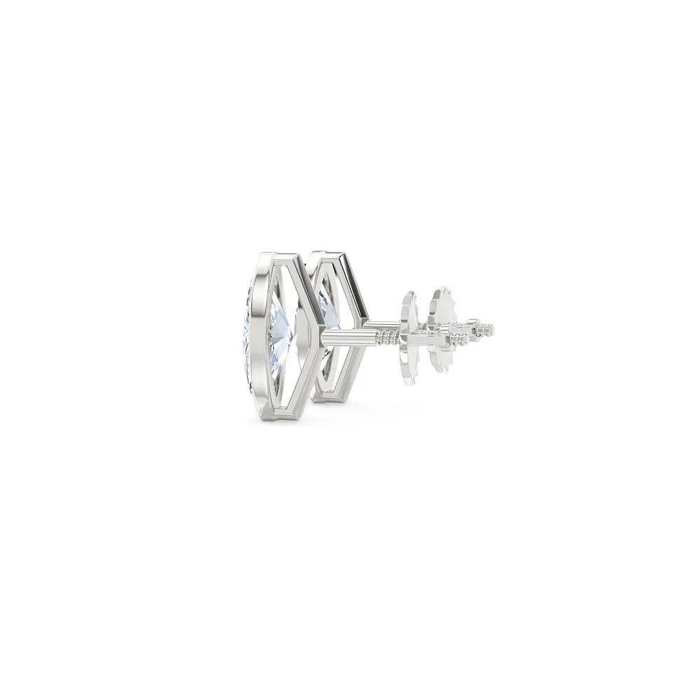 Bezel Set 1.00ct Marquise Cut Lab Diamond Stud Earrings in Platinum - Image 65