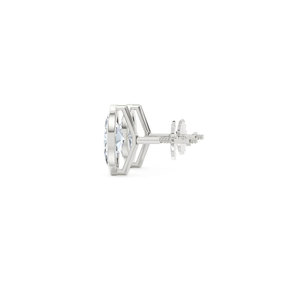 Bezel Set 1.00ct Marquise Cut Lab Diamond Stud Earrings in Platinum - Image 66