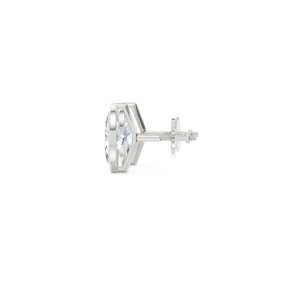 Bezel Set 1.00ct Marquise Cut Lab Diamond Stud Earrings in Platinum - Image 67