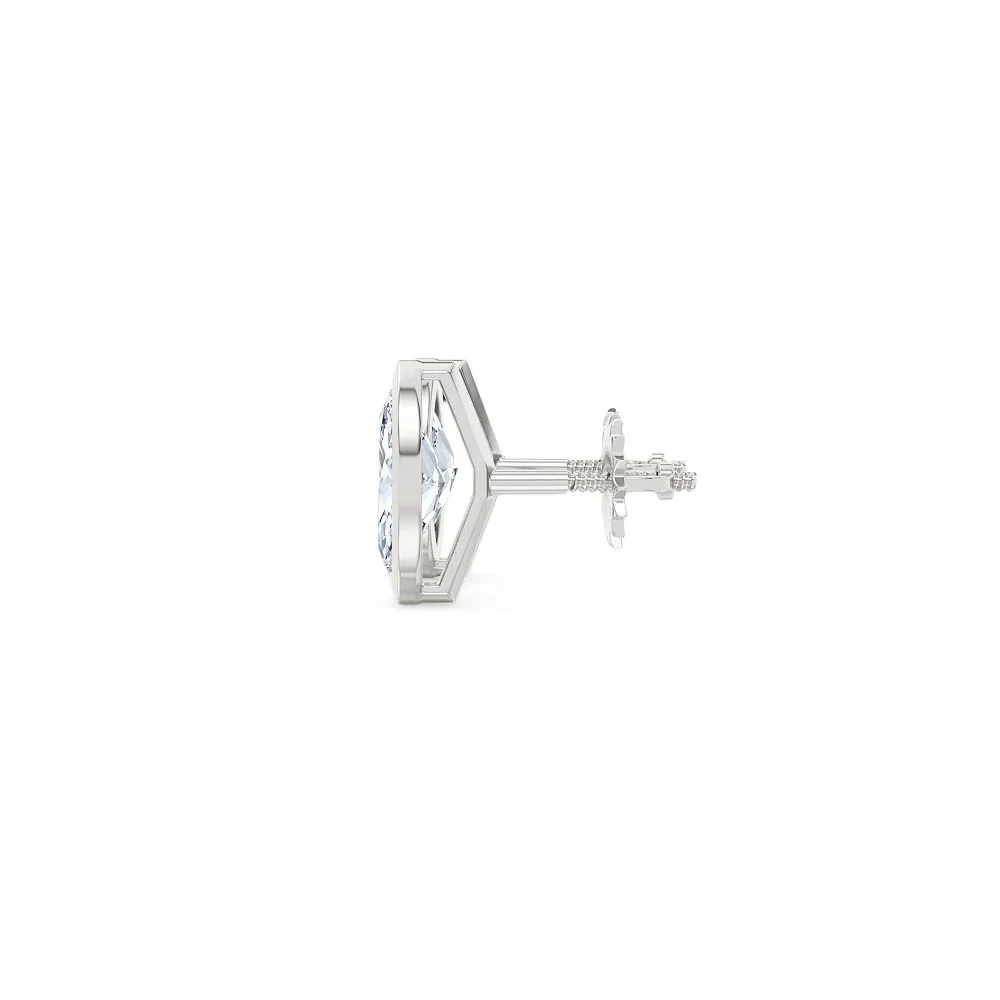 Bezel Set 1.00ct Marquise Cut Lab Diamond Stud Earrings in Platinum - Image 68