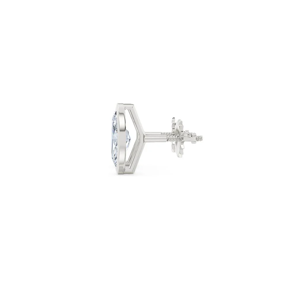 Bezel Set 1.00ct Marquise Cut Lab Diamond Stud Earrings in Platinum - Image 69