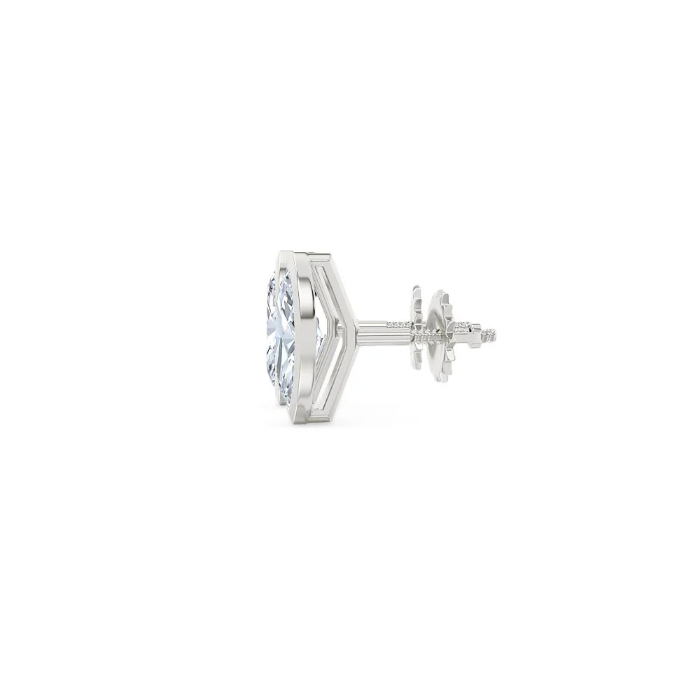 Bezel Set 1.00ct Marquise Cut Lab Diamond Stud Earrings in Platinum - Image 70