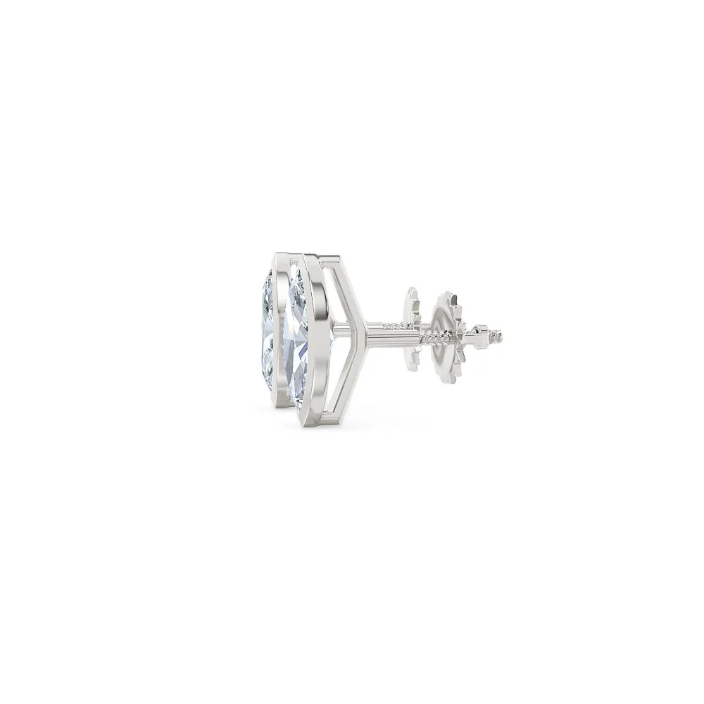Bezel Set 1.00ct Marquise Cut Lab Diamond Stud Earrings in Platinum - Image 71