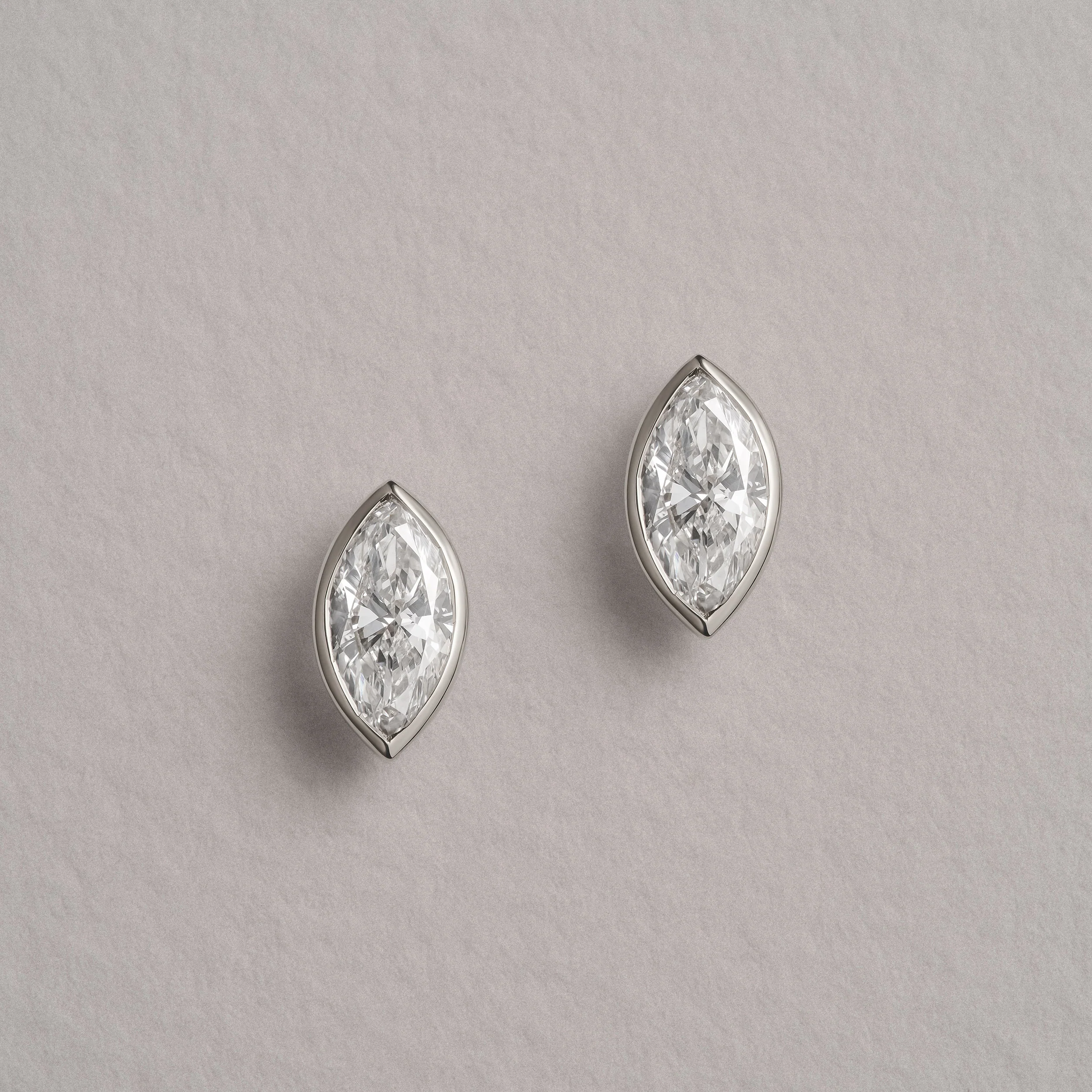 Bezel Set 1.00ct Marquise Cut Lab Diamond Stud Earrings in Platinum - Image 8