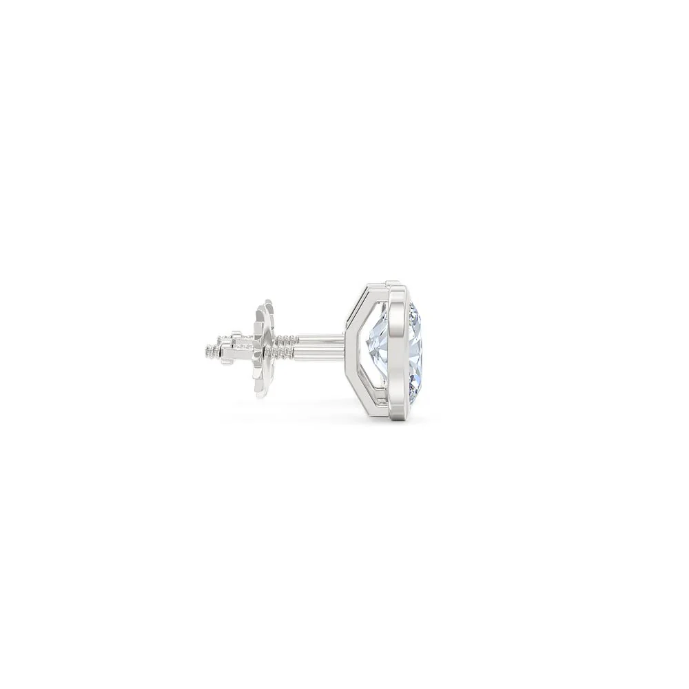 Bezel Set 1.00ct Oval Cut Lab Diamond Stud Earrings in Platinum - Image 29