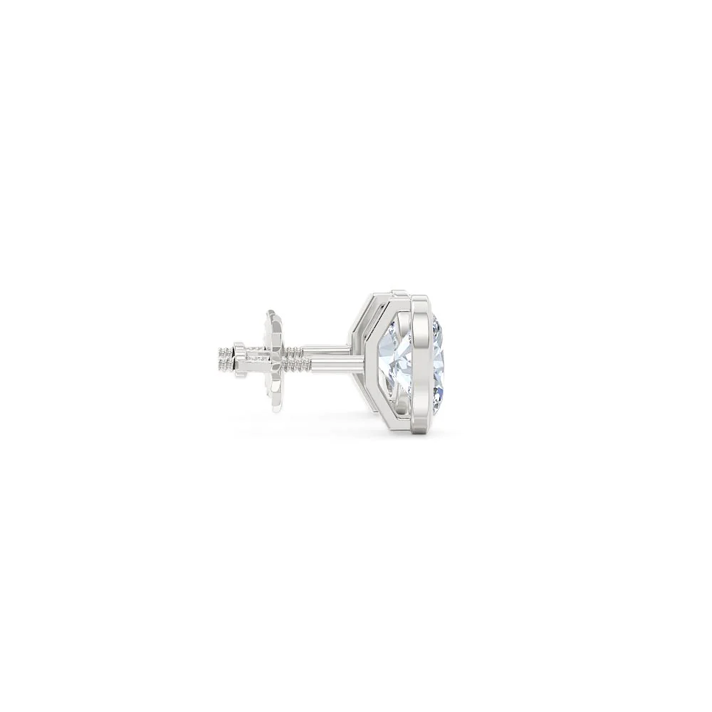 Bezel Set 1.00ct Oval Cut Lab Diamond Stud Earrings in Platinum - Image 30