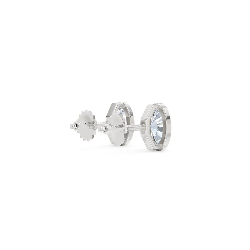 Bezel Set 1.00ct Oval Cut Lab Diamond Stud Earrings in Platinum - Image 37