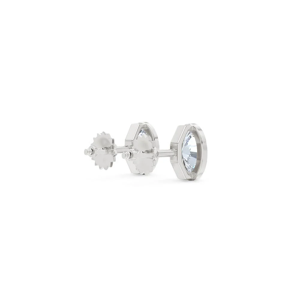 Bezel Set 1.00ct Oval Cut Lab Diamond Stud Earrings in Platinum - Image 38