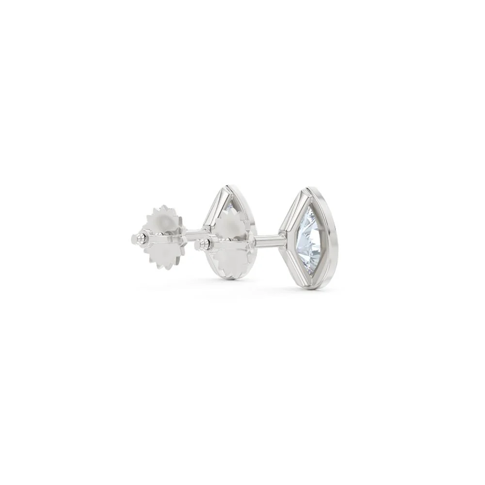 Bezel Set 1.00ct Pear Cut Lab Diamond Stud Earrings in 18K White Gold - Image 37