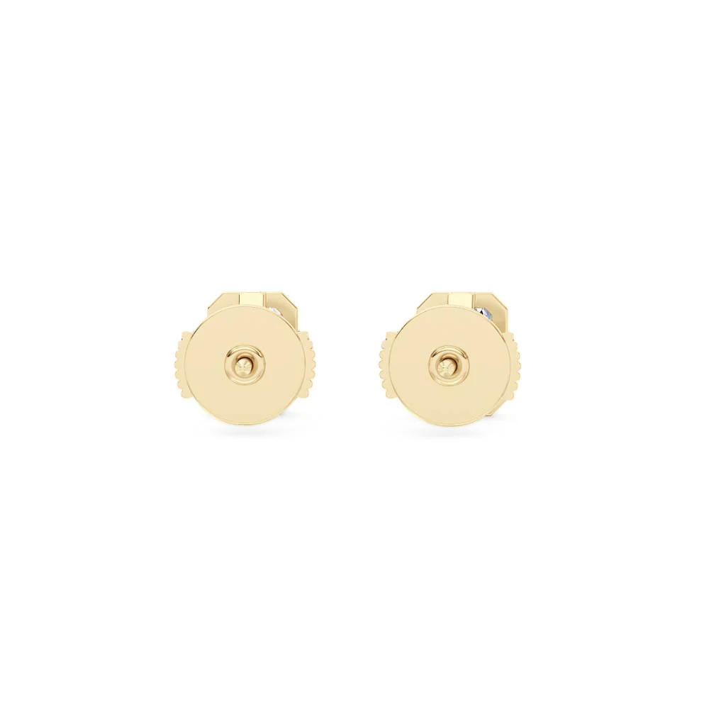 Bezel Set 2.00ct Emerald Cut Lab Diamond Stud Earrings in 18K Yellow Gold - Image 48