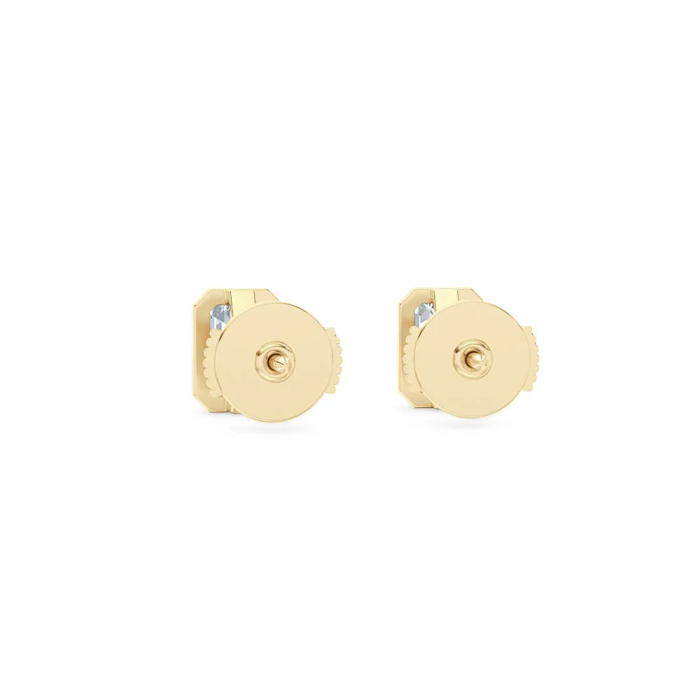 Bezel Set 2.00ct Emerald Cut Lab Diamond Stud Earrings in 18K Yellow Gold - Image 51