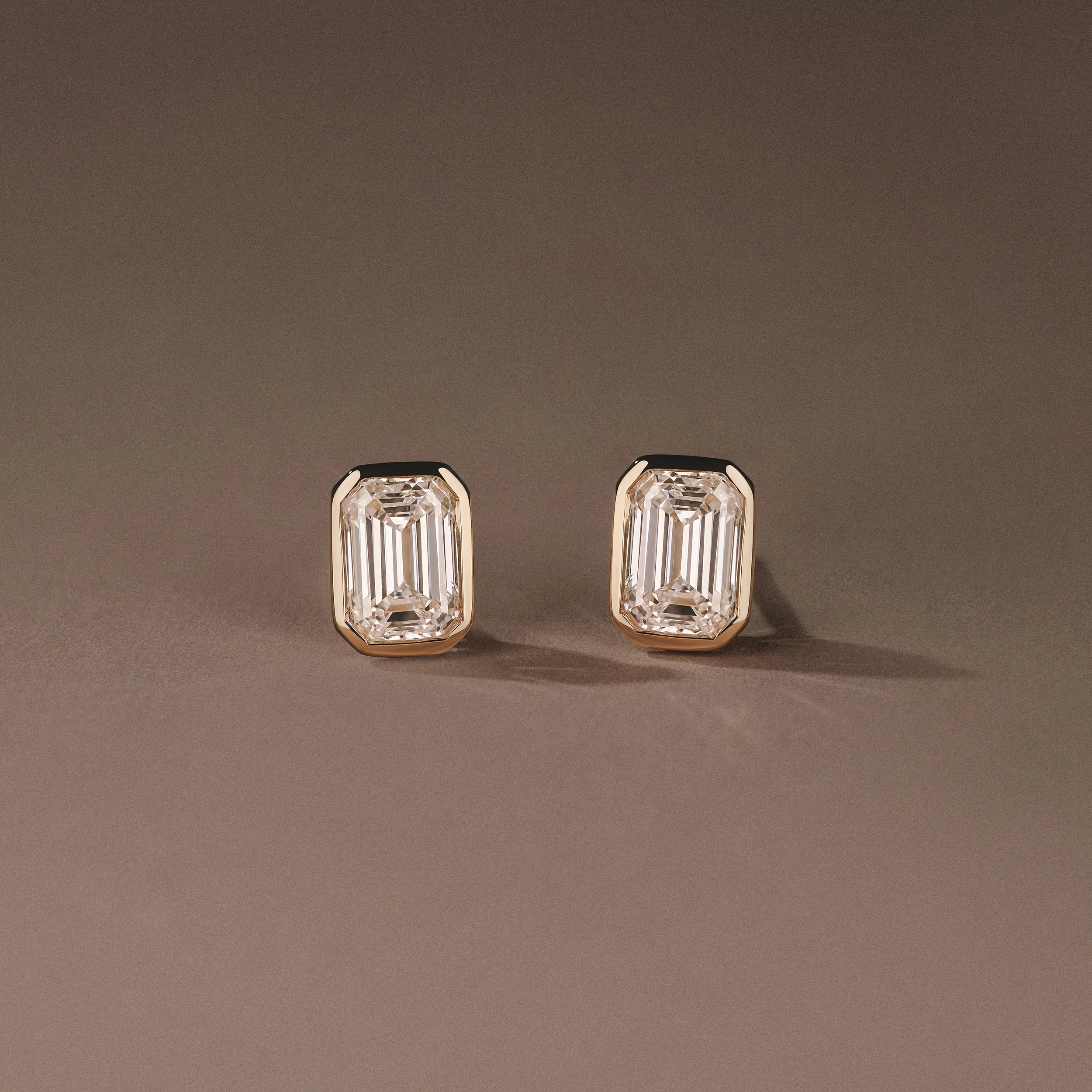 Bezel Set 2.00ct Emerald Cut Lab Diamond Stud Earrings in 18K Yellow Gold - Image 6