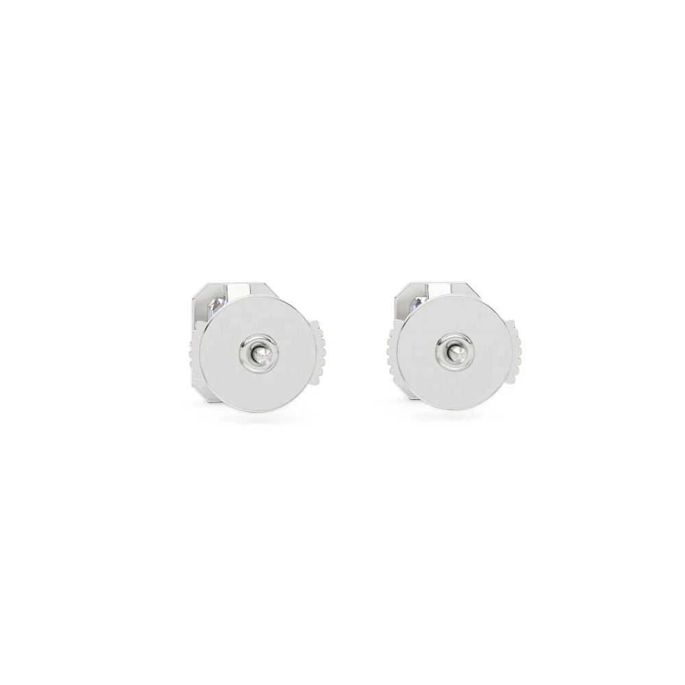 Bezel Set 2.00ct Emerald Cut Lab Diamond Stud Earrings in Platinum - Image 50