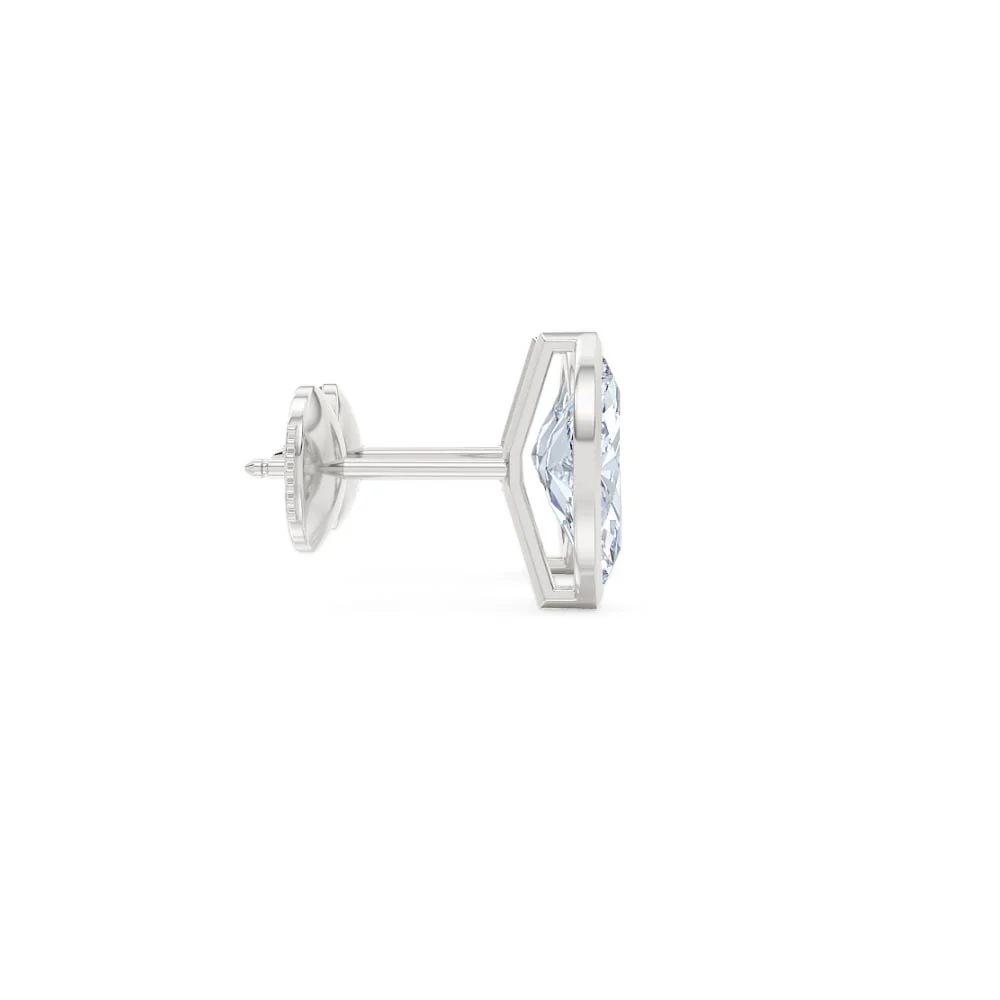 Bezel Set 2.00ct Marquise Cut Lab Diamond Stud Earrings in 18K White Gold - Image 29