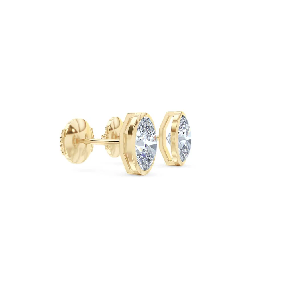 Bezel Set 2.00ct Oval Cut Lab Diamond Stud Earrings in 18K Yellow Gold - Image 23