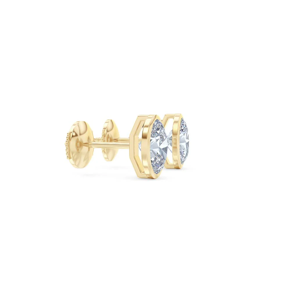 Bezel Set 2.00ct Oval Cut Lab Diamond Stud Earrings in 18K Yellow Gold - Image 25