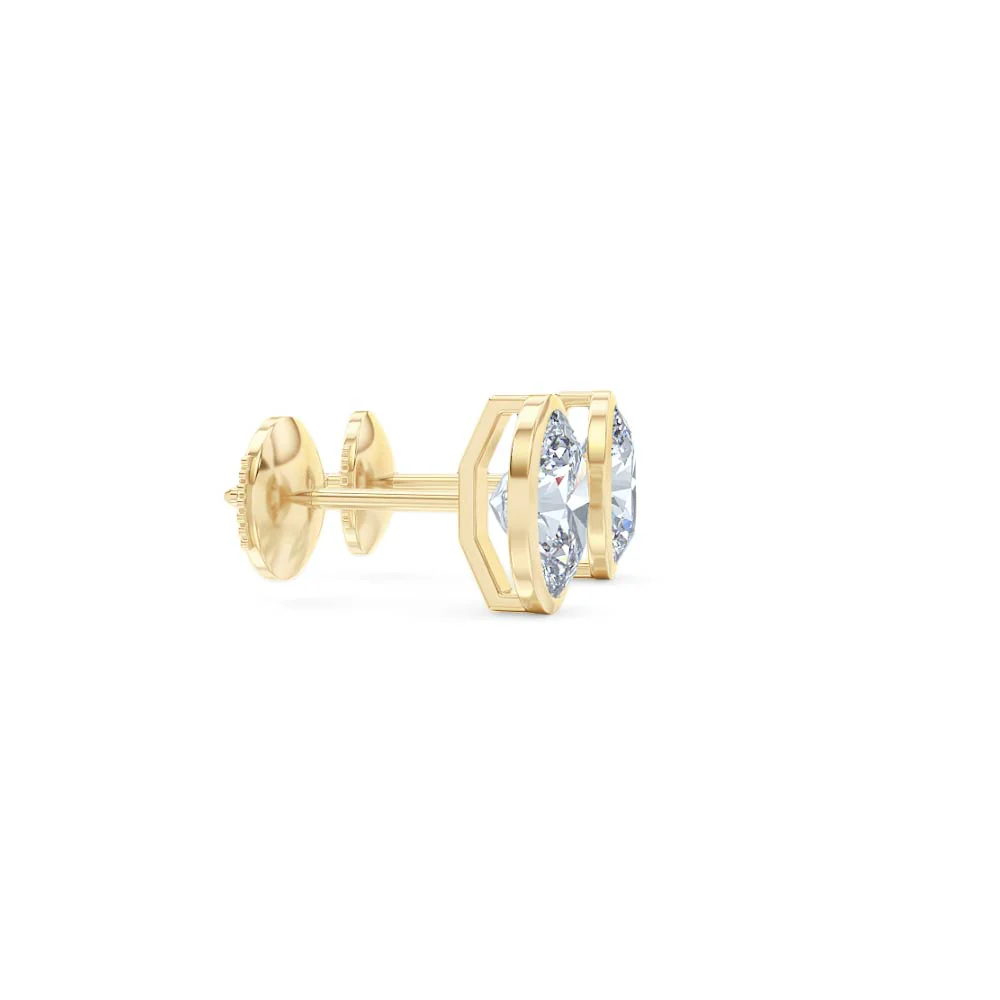 Bezel Set 2.00ct Oval Cut Lab Diamond Stud Earrings in 18K Yellow Gold - Image 26