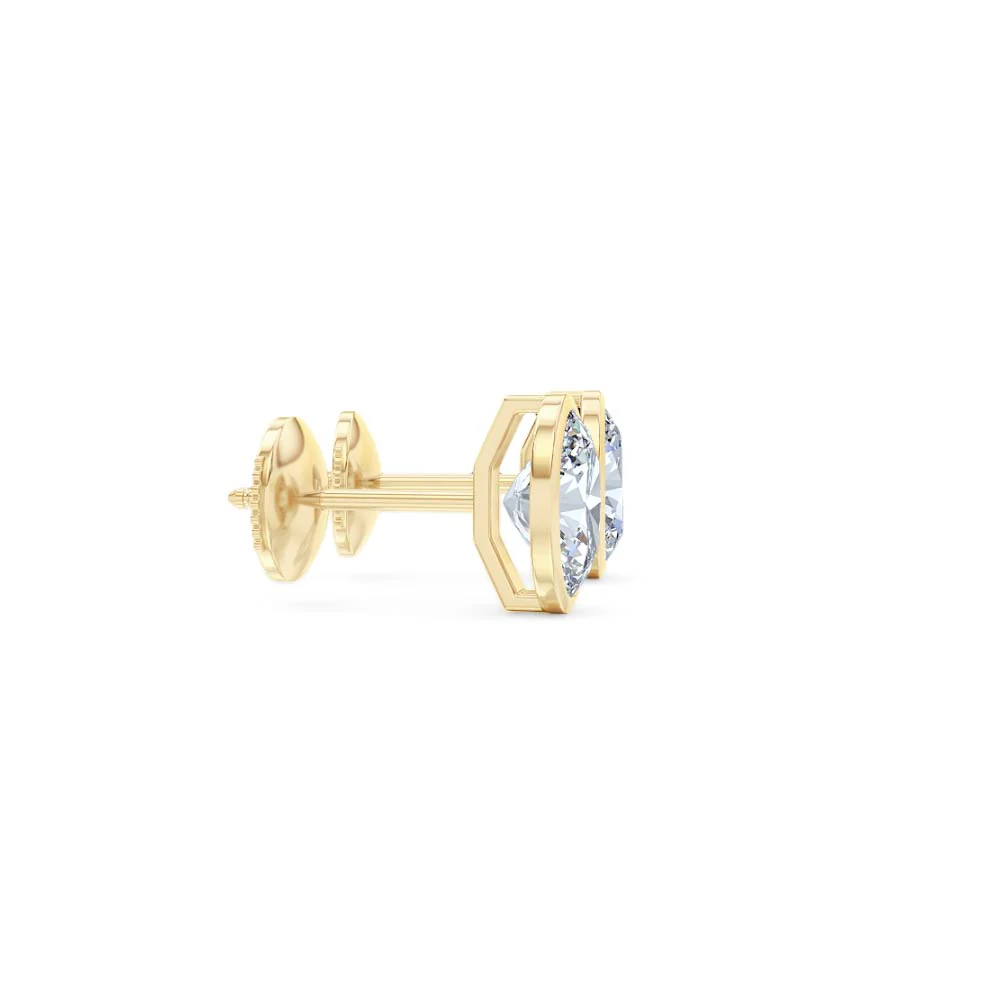 Bezel Set 2.00ct Oval Cut Lab Diamond Stud Earrings in 18K Yellow Gold - Image 27
