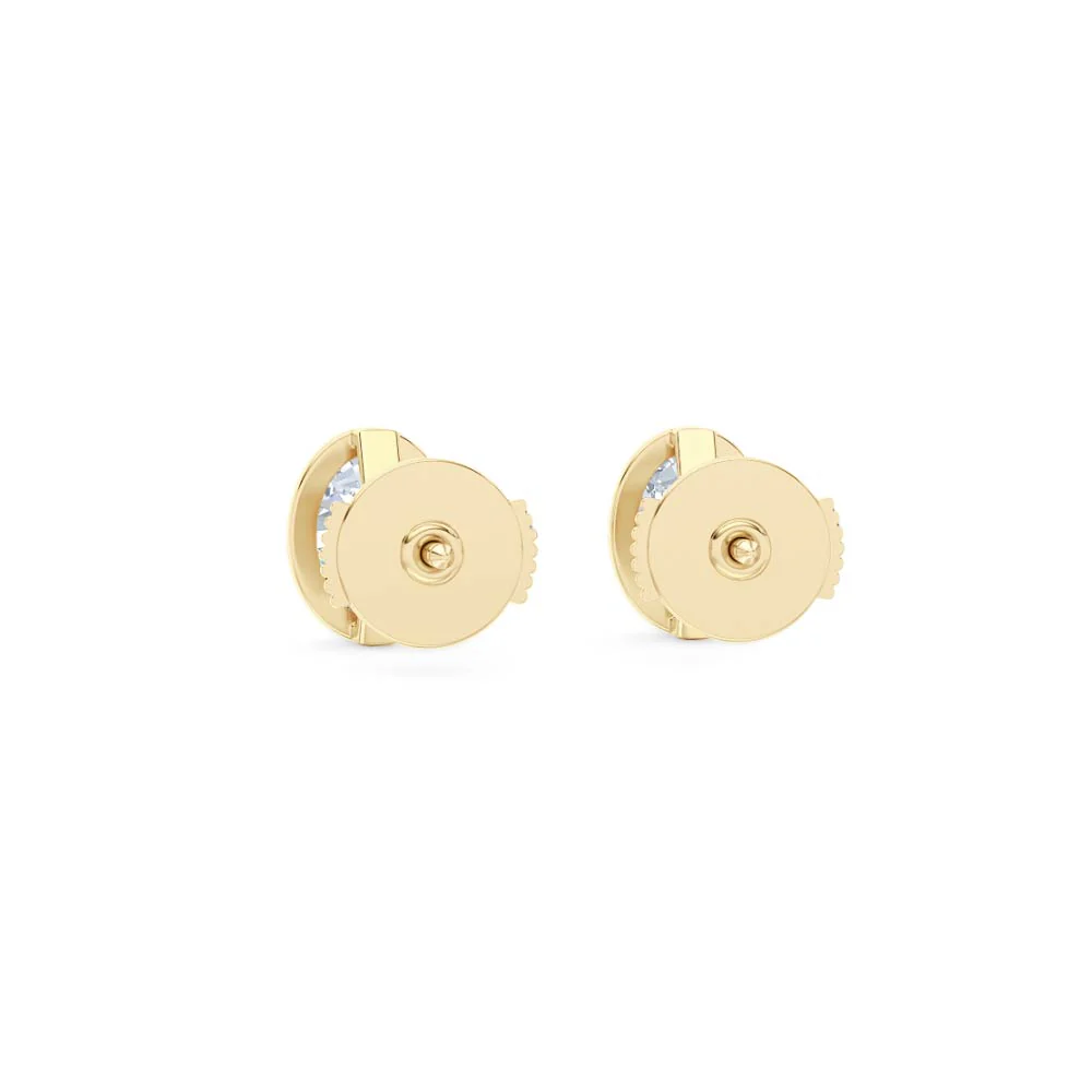 Bezel Set 2.00ct Oval Cut Lab Diamond Stud Earrings in 18K Yellow Gold - Image 51