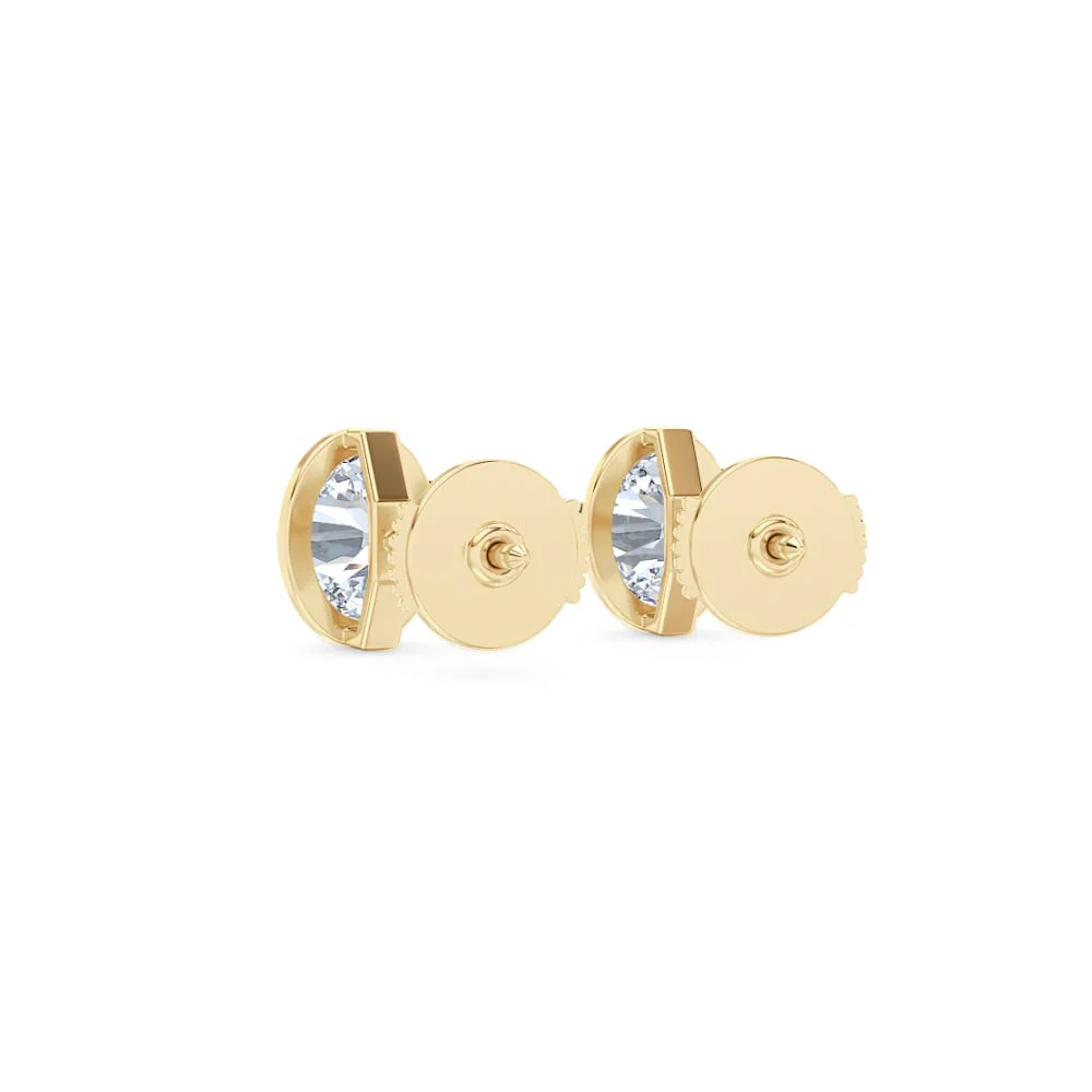 Bezel Set 2.00ct Oval Cut Lab Diamond Stud Earrings in 18K Yellow Gold - Image 54