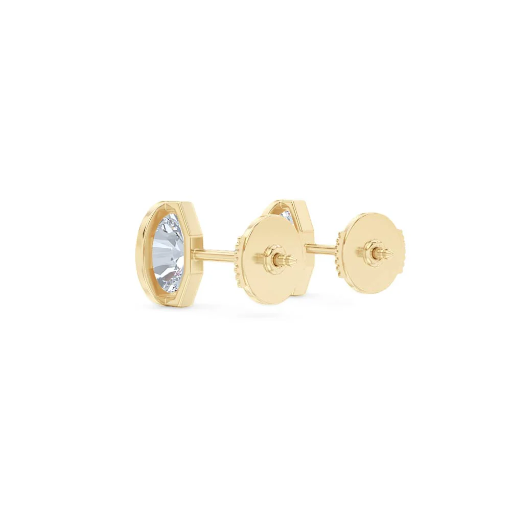 Bezel Set 2.00ct Oval Cut Lab Diamond Stud Earrings in 18K Yellow Gold - Image 58