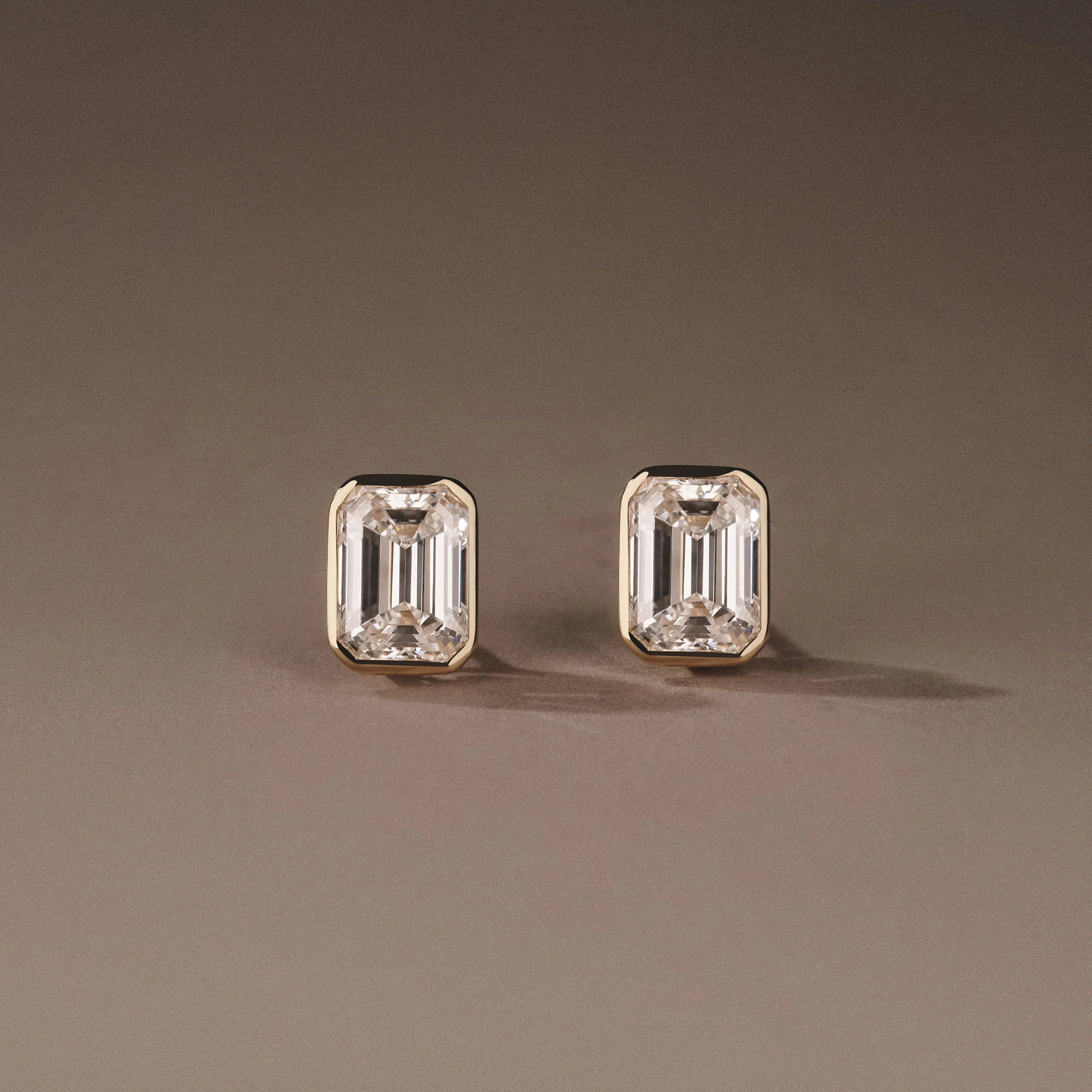 Bezel Set 3.00ct Emerald Cut Lab Diamond Stud Earrings in 18K Yellow Gold - Image 6