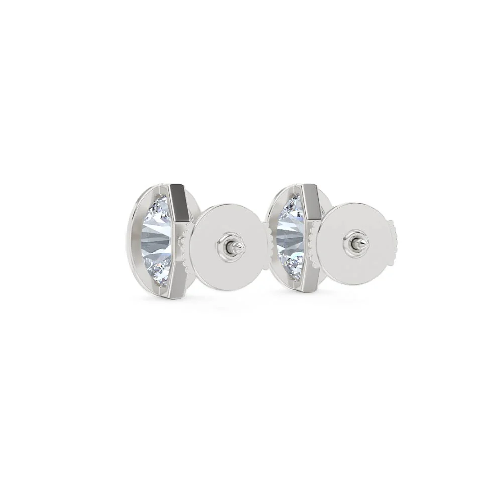 Bezel Set 3.00ct Oval Cut Lab Diamond Stud Earrings in 18K White Gold - Image 54