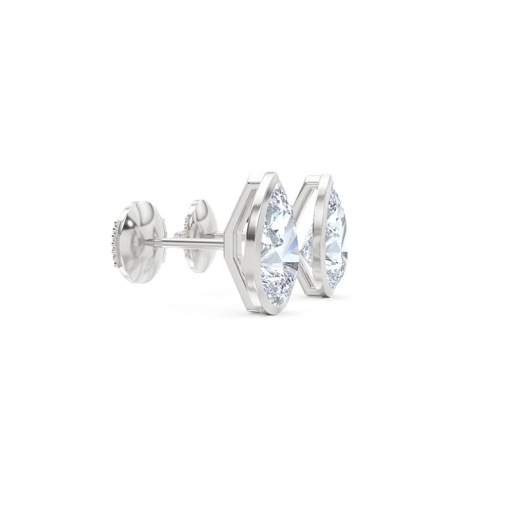 Bezel Set 3.00ct Pear Cut Lab Diamond Stud Earrings in 18K White Gold - Image 24