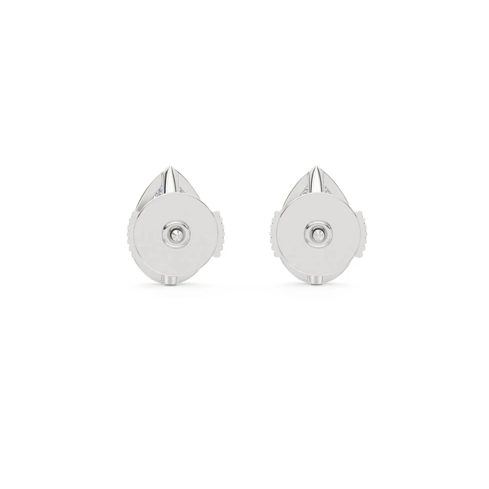 Bezel Set 3.00ct Pear Cut Lab Diamond Stud Earrings in 18K White Gold - Image 49