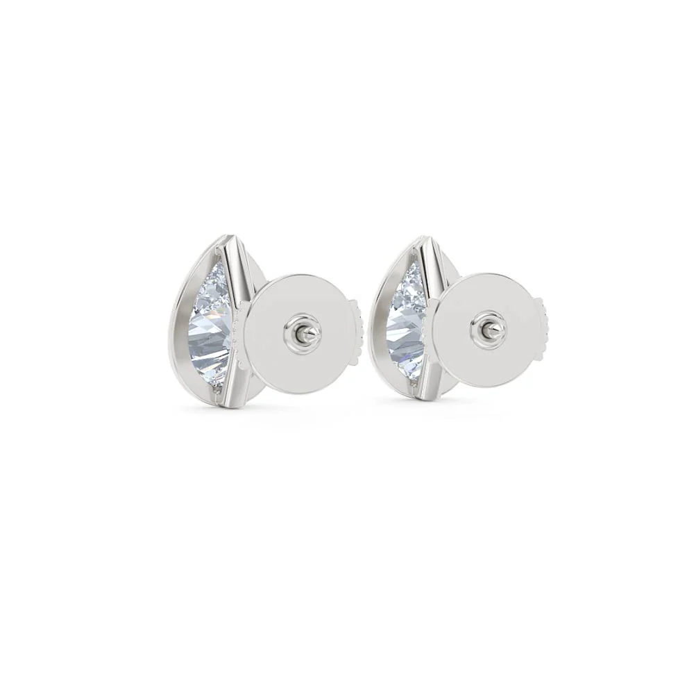 Bezel Set 3.00ct Pear Cut Lab Diamond Stud Earrings in 18K White Gold - Image 53