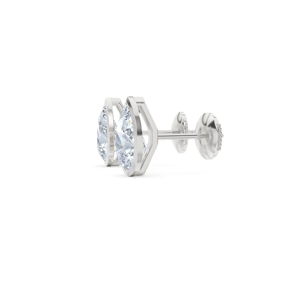 Bezel Set 3.00ct Pear Cut Lab Diamond Stud Earrings in 18K White Gold - Image 72