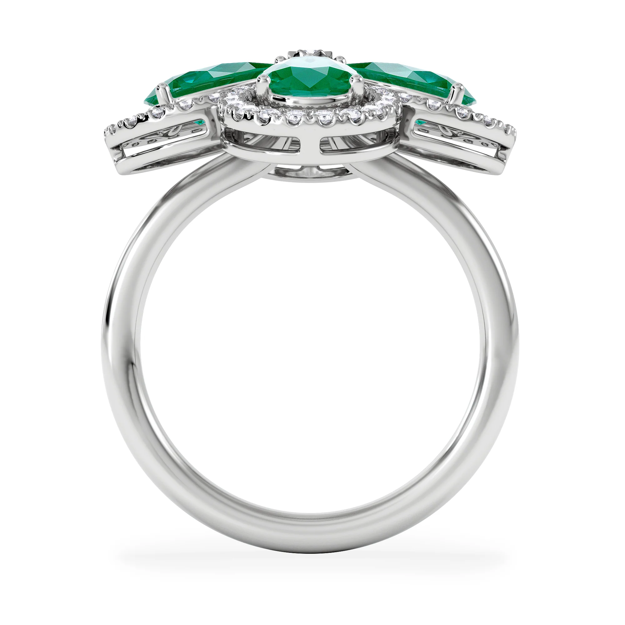 Bloom 3.20ct Lab Emerald and Lab Diamond Ring in 18K White Gold - Image 3
