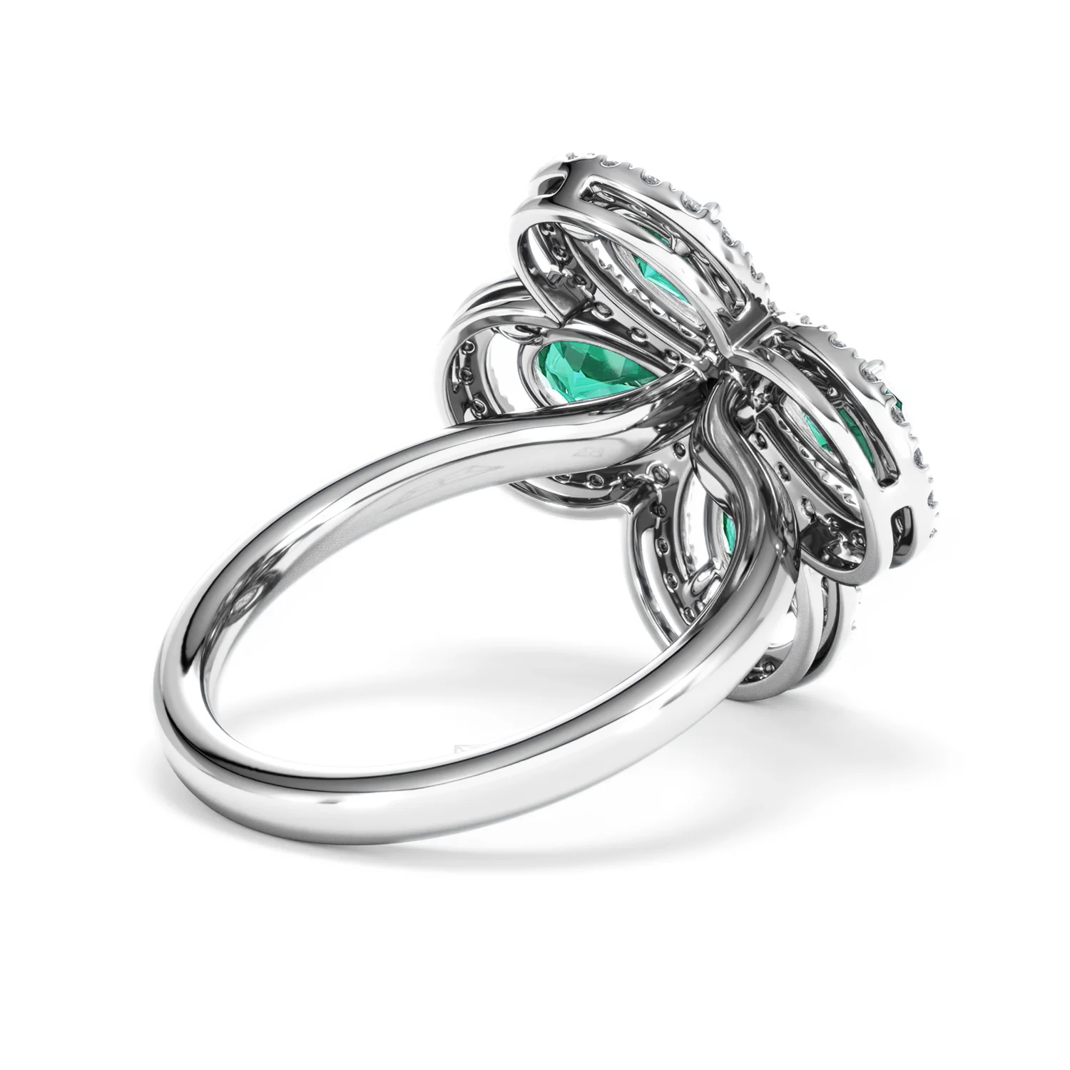 Bloom 3.20ct Lab Emerald and Lab Diamond Ring in 18K White Gold - Image 39