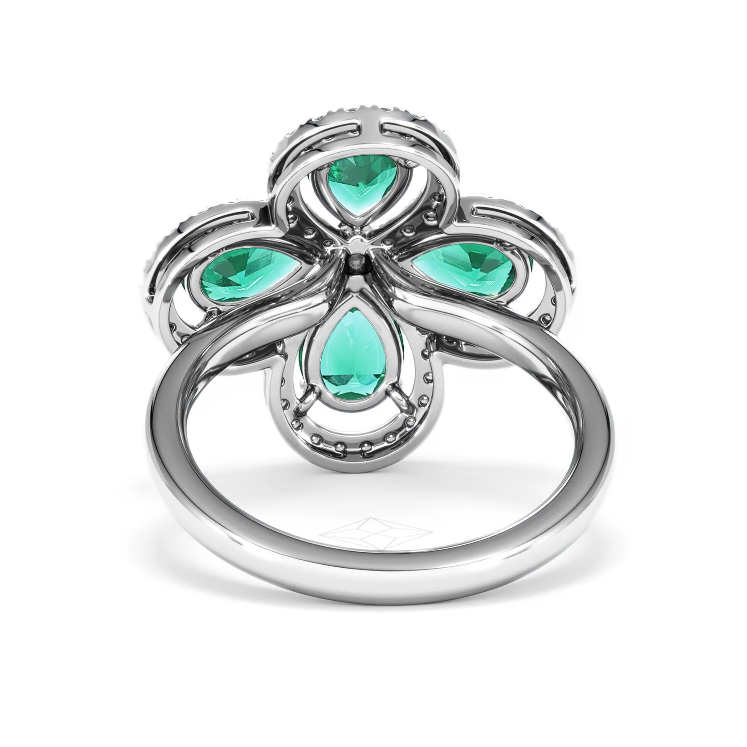 Bloom 3.20ct Lab Emerald and Lab Diamond Ring in 18K White Gold - Image 50