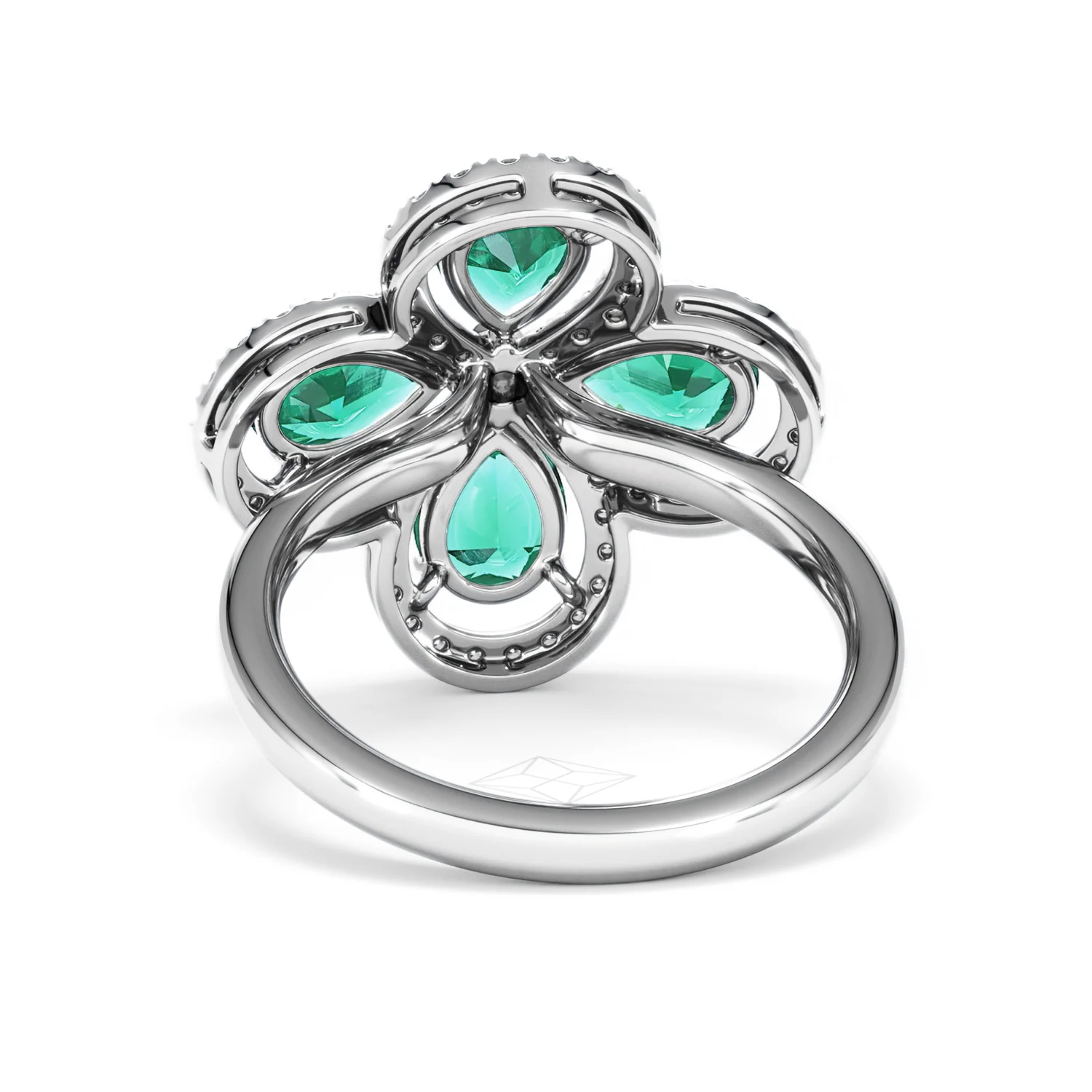 Bloom 3.20ct Lab Emerald and Lab Diamond Ring in 18K White Gold - Image 51