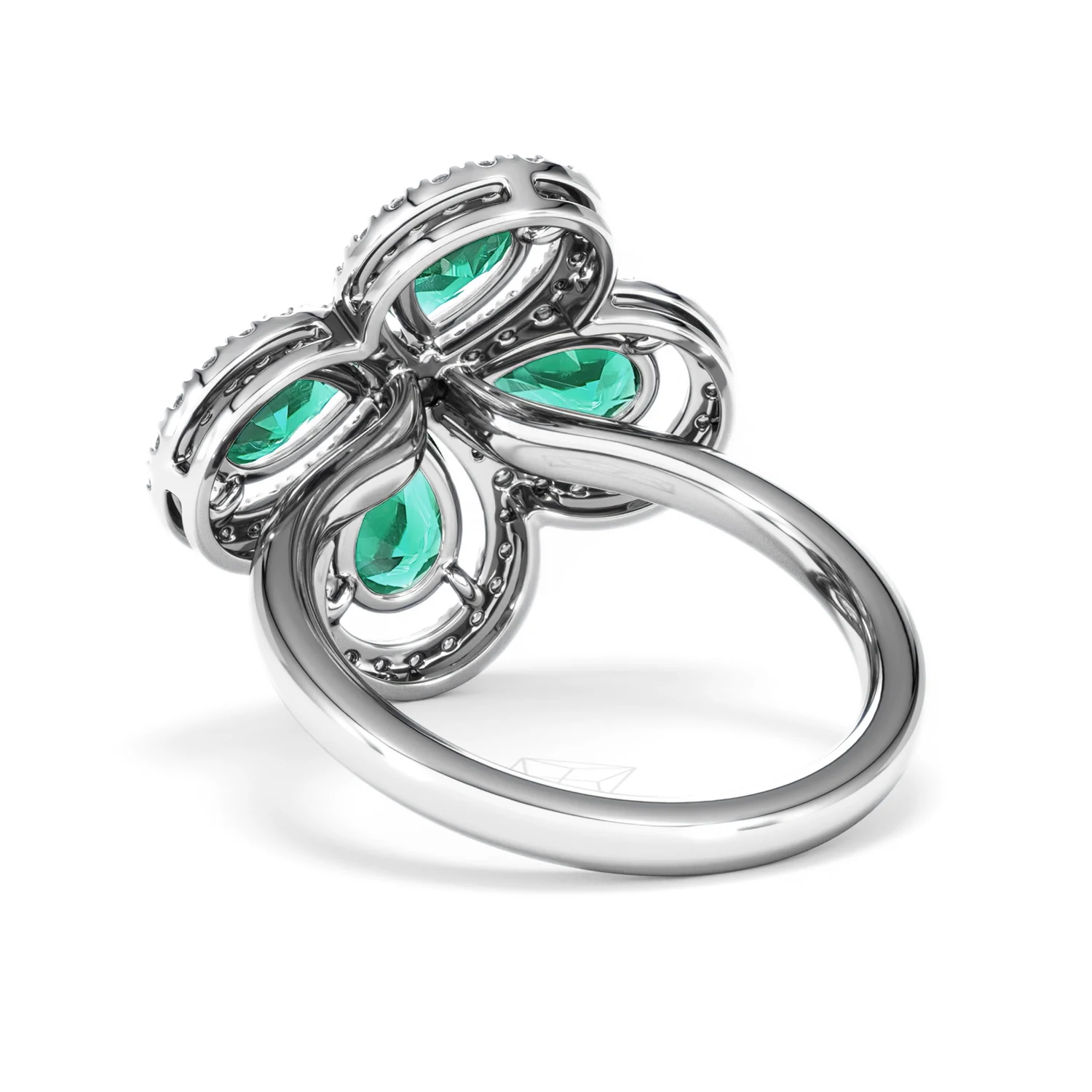 Bloom 3.20ct Lab Emerald and Lab Diamond Ring in 18K White Gold - Image 55
