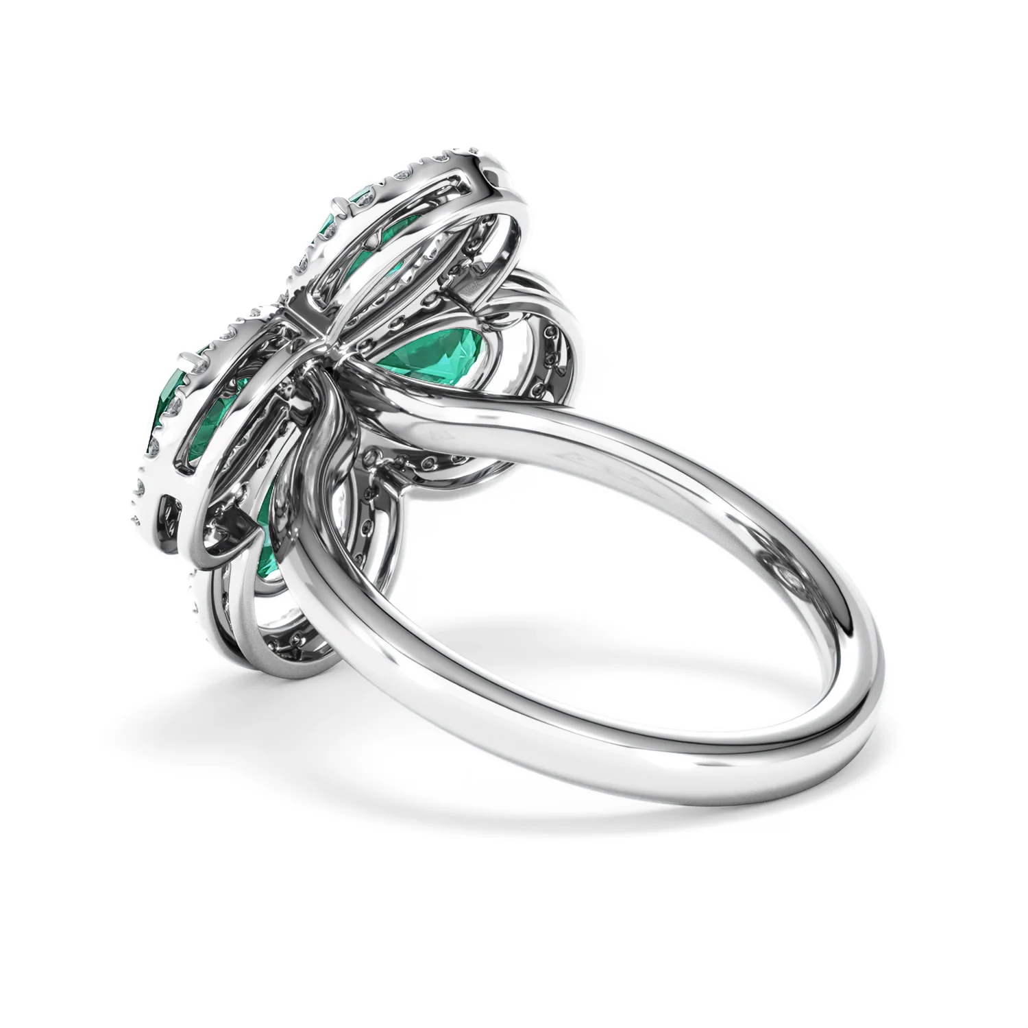 Bloom 3.20ct Lab Emerald and Lab Diamond Ring in 18K White Gold - Image 60
