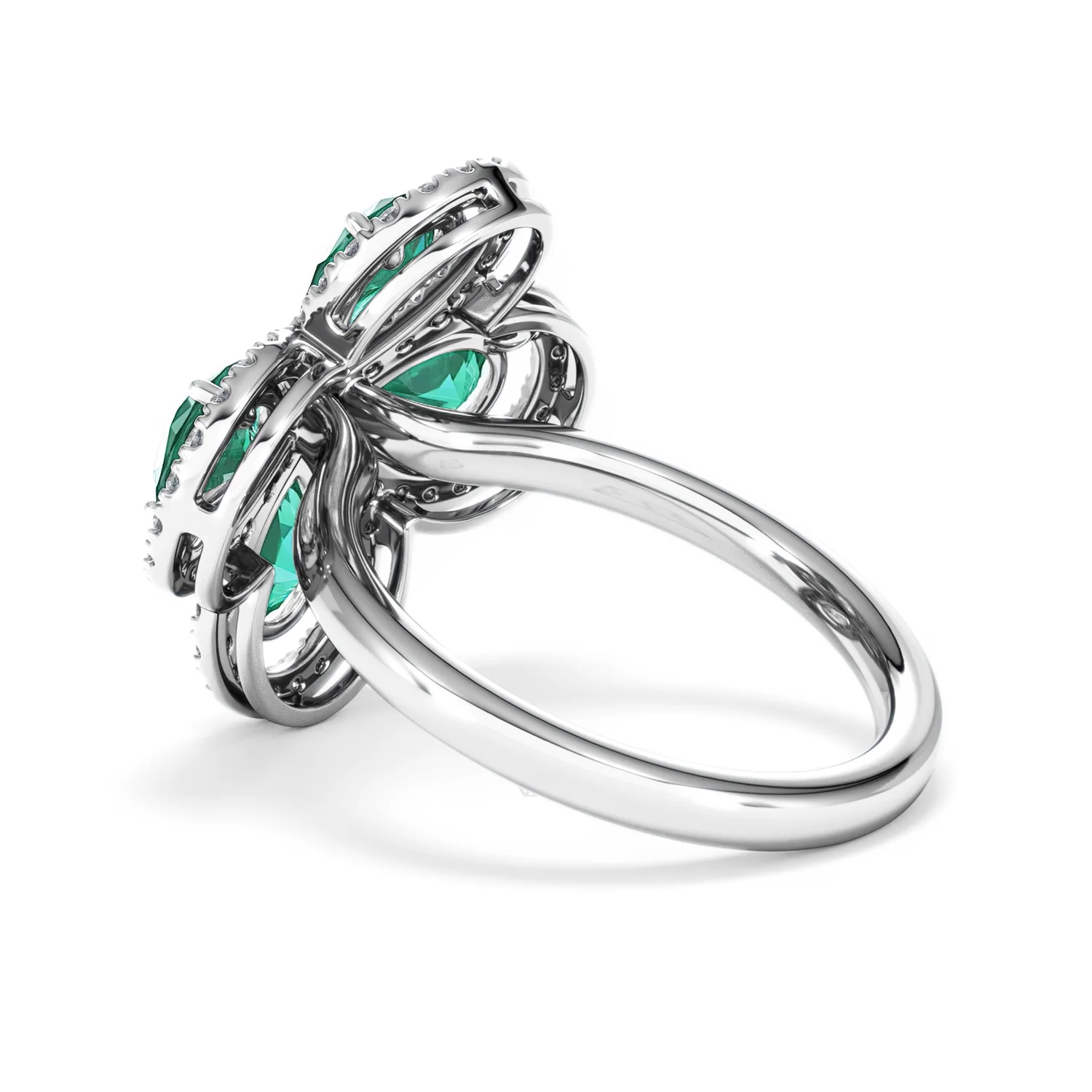 Bloom 3.20ct Lab Emerald and Lab Diamond Ring in 18K White Gold - Image 61