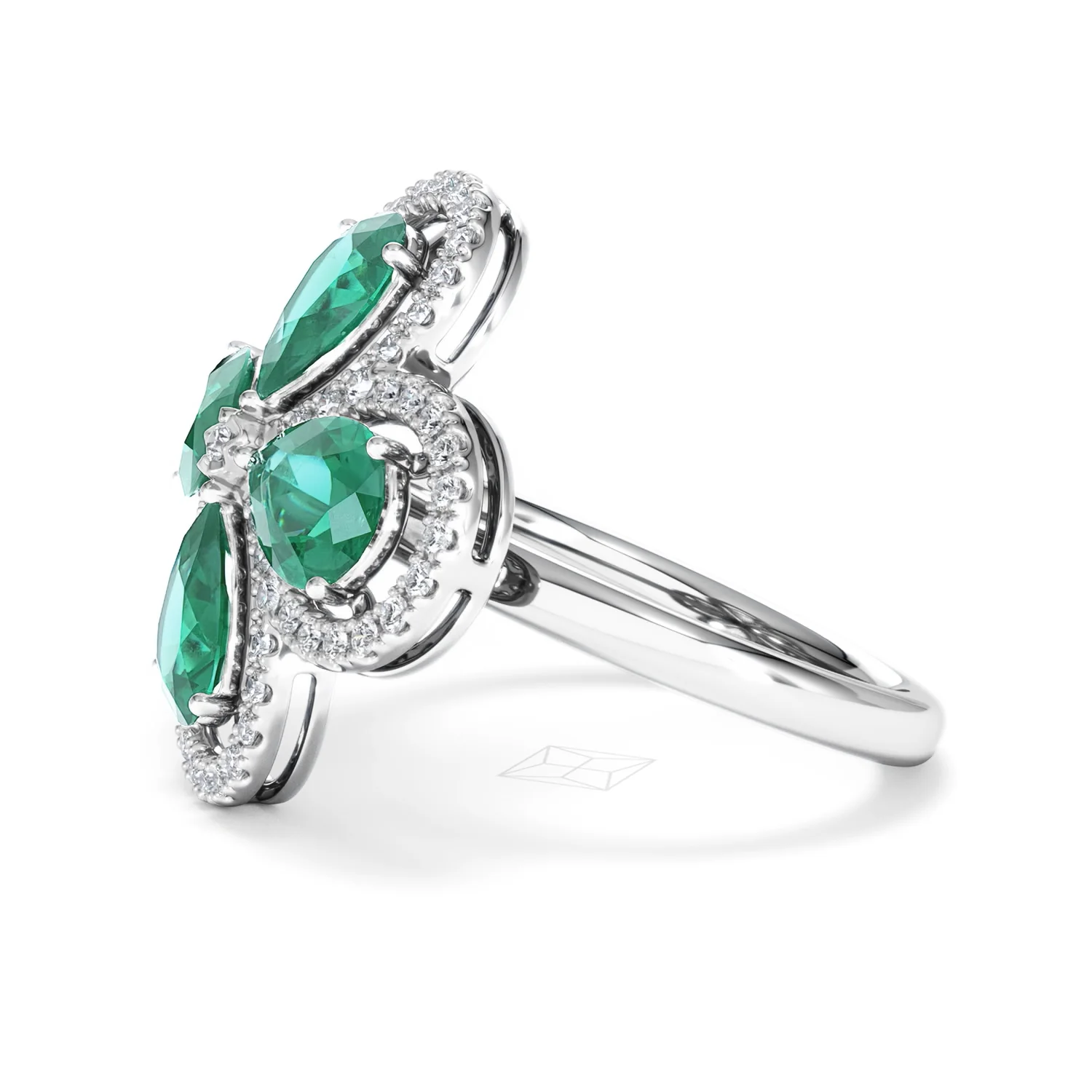 Bloom 3.20ct Lab Emerald and Lab Diamond Ring in 18K White Gold - Image 73