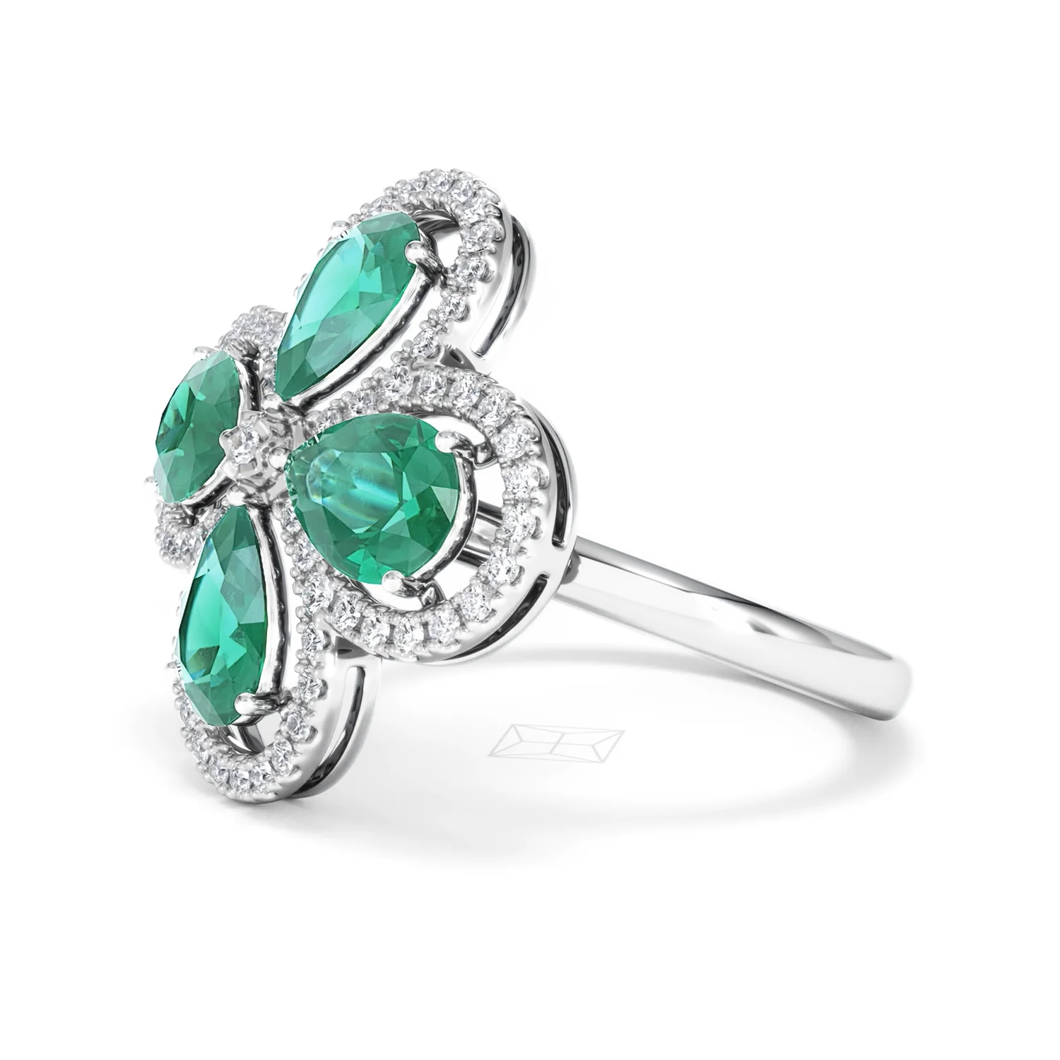 Bloom 3.20ct Lab Emerald and Lab Diamond Ring in 18K White Gold - Image 76