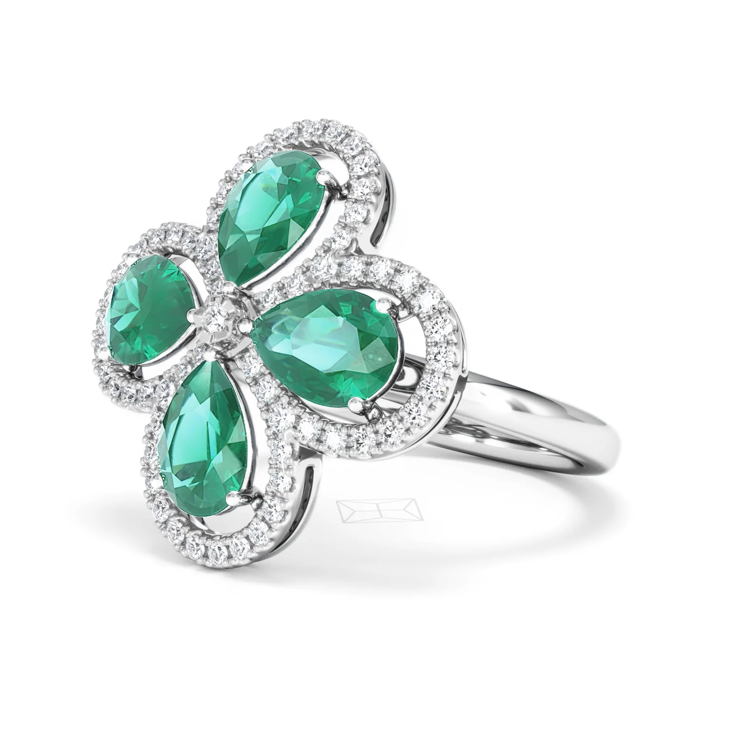 Bloom 3.20ct Lab Emerald and Lab Diamond Ring in 18K White Gold - Image 80