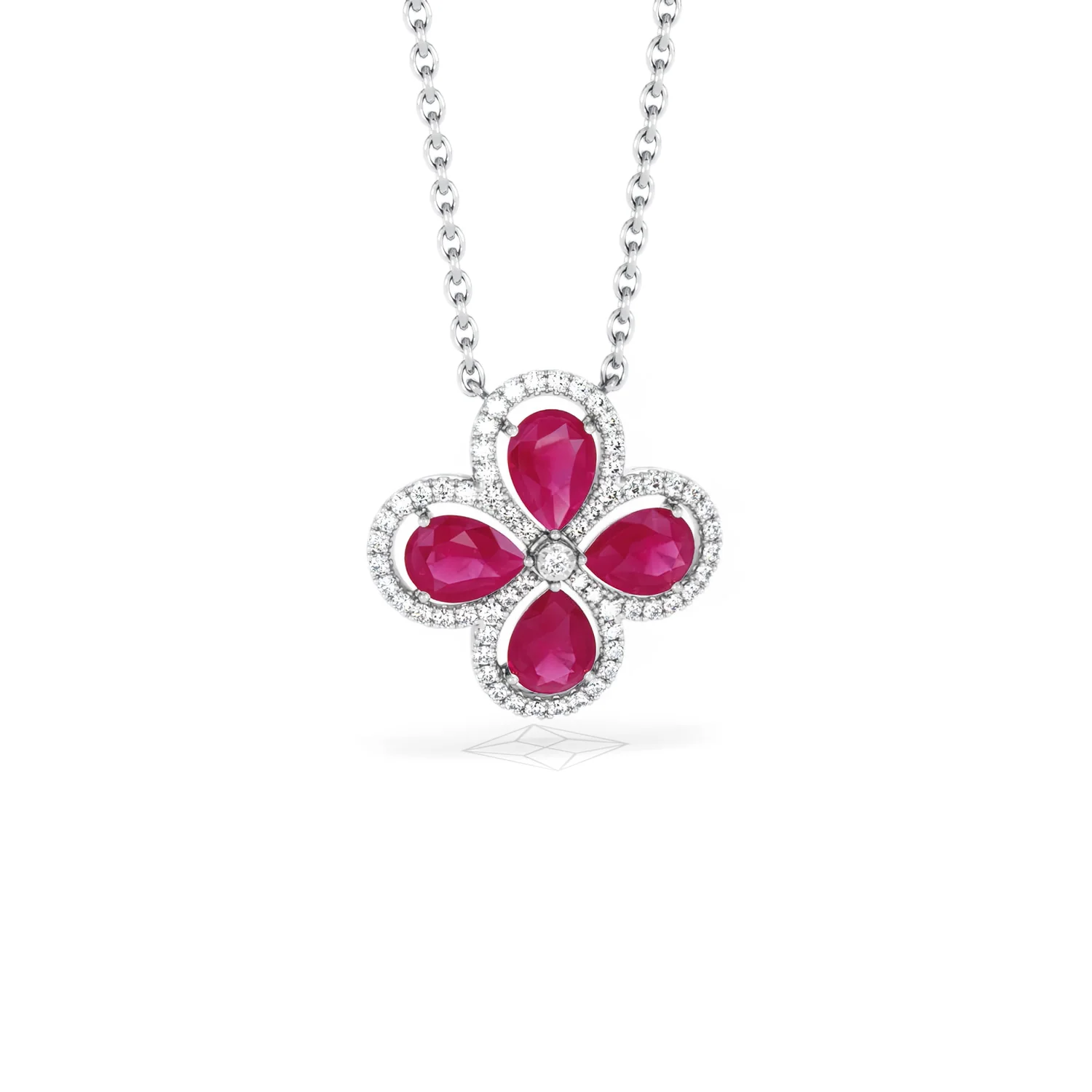 Bloom 3.30ct Lab Ruby and Lab Diamond Necklace in 18K White Gold - Image 11