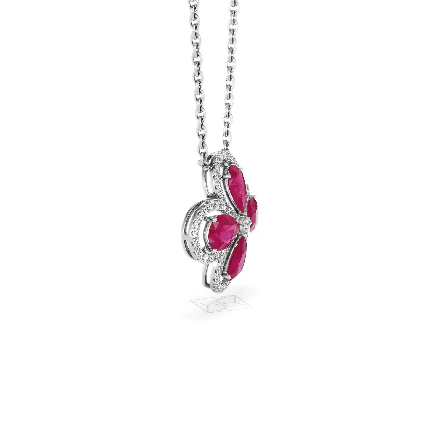 Bloom 3.30ct Lab Ruby and Lab Diamond Necklace in 18K White Gold - Image 24