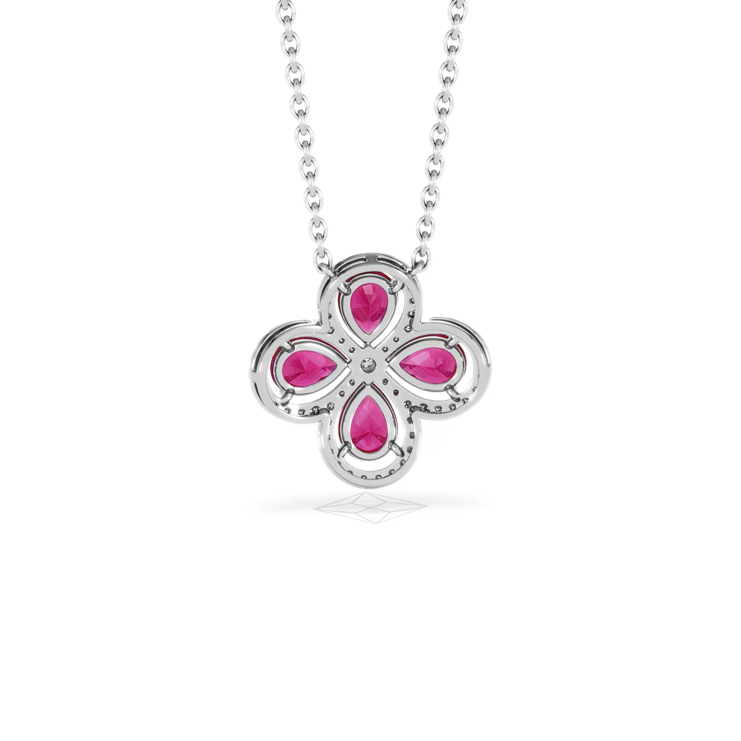 Bloom 3.30ct Lab Ruby and Lab Diamond Necklace in 18K White Gold - Image 50