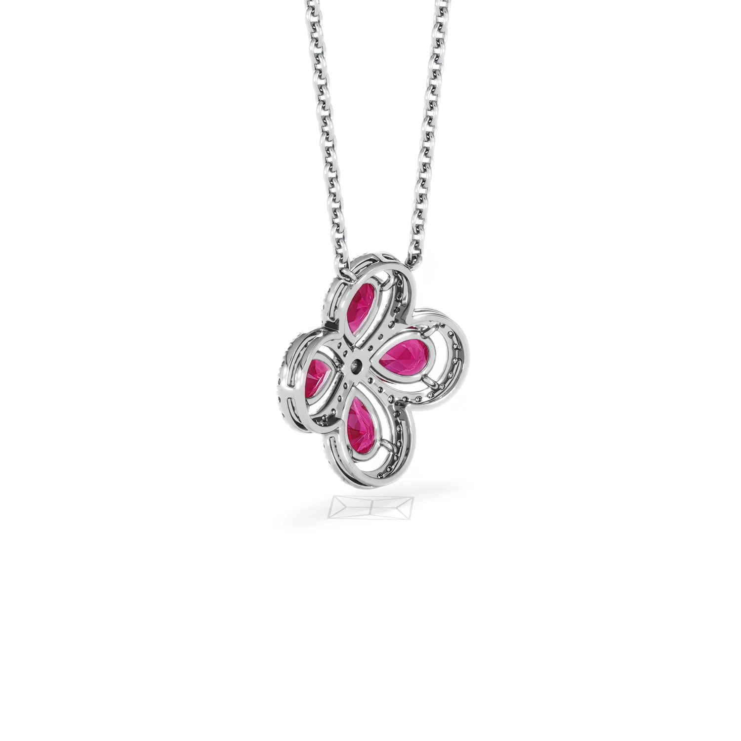 Bloom 3.30ct Lab Ruby and Lab Diamond Necklace in 18K White Gold - Image 58
